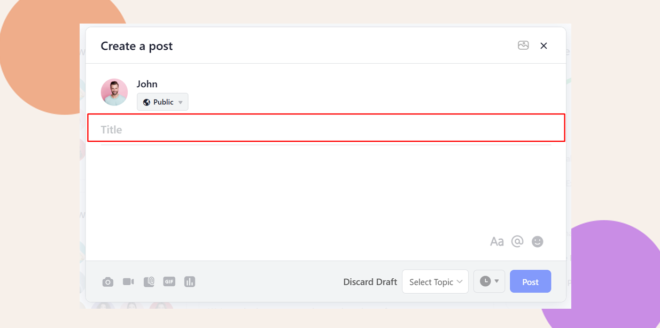 This screenshot shows where tht activity title field is located.