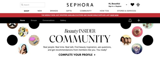 Successful Paid Communities example- Sephora Beauty Insider Community