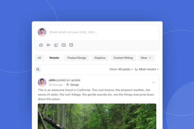 BuddyBoss Activity Topics in the activity feed on web