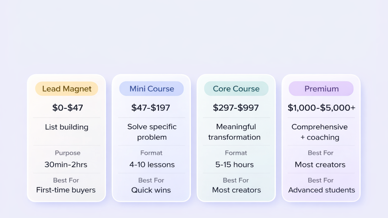 Comparison chart of four course types