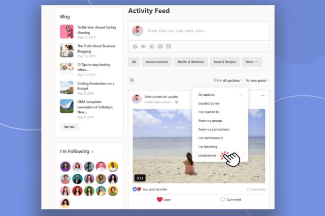 buddyboss unanswered filter  community engagement questions
