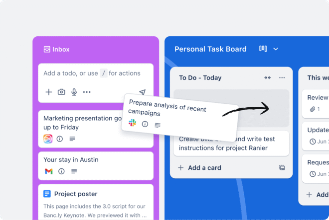 Trello inbox slider
