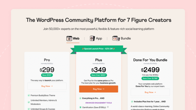 buddyboss pricing plan