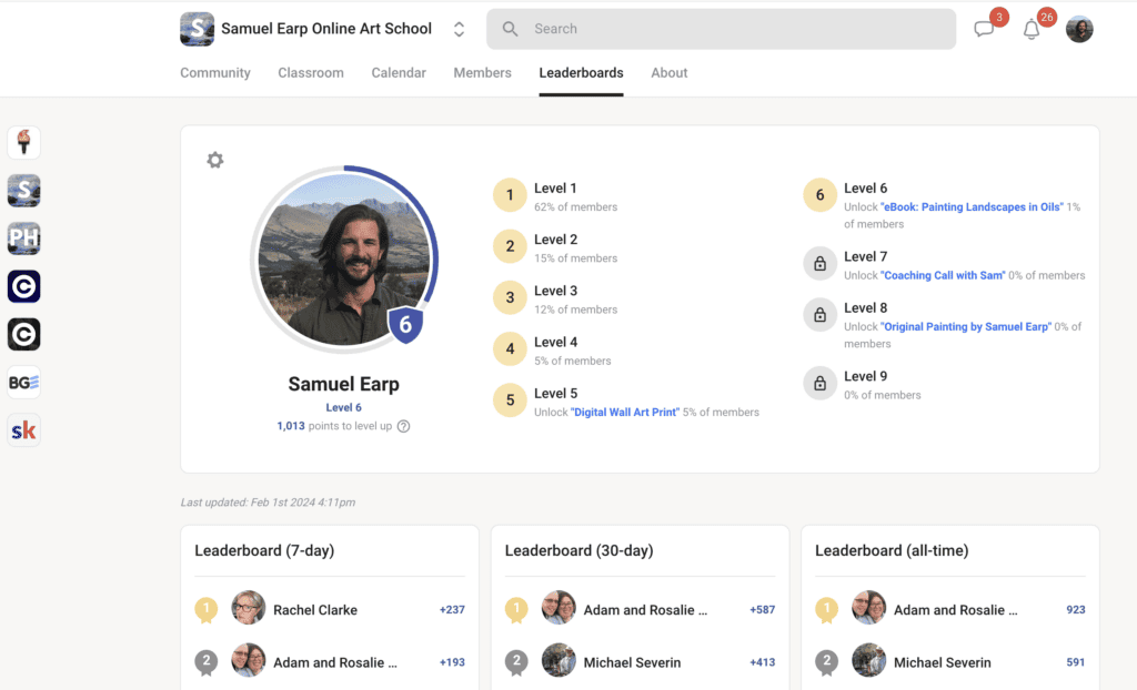 Skool leaderboard and gamification