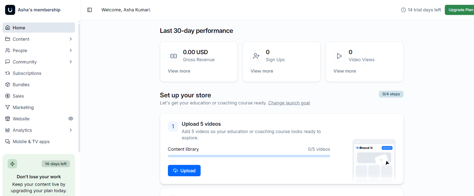 Uscreen on demand video library