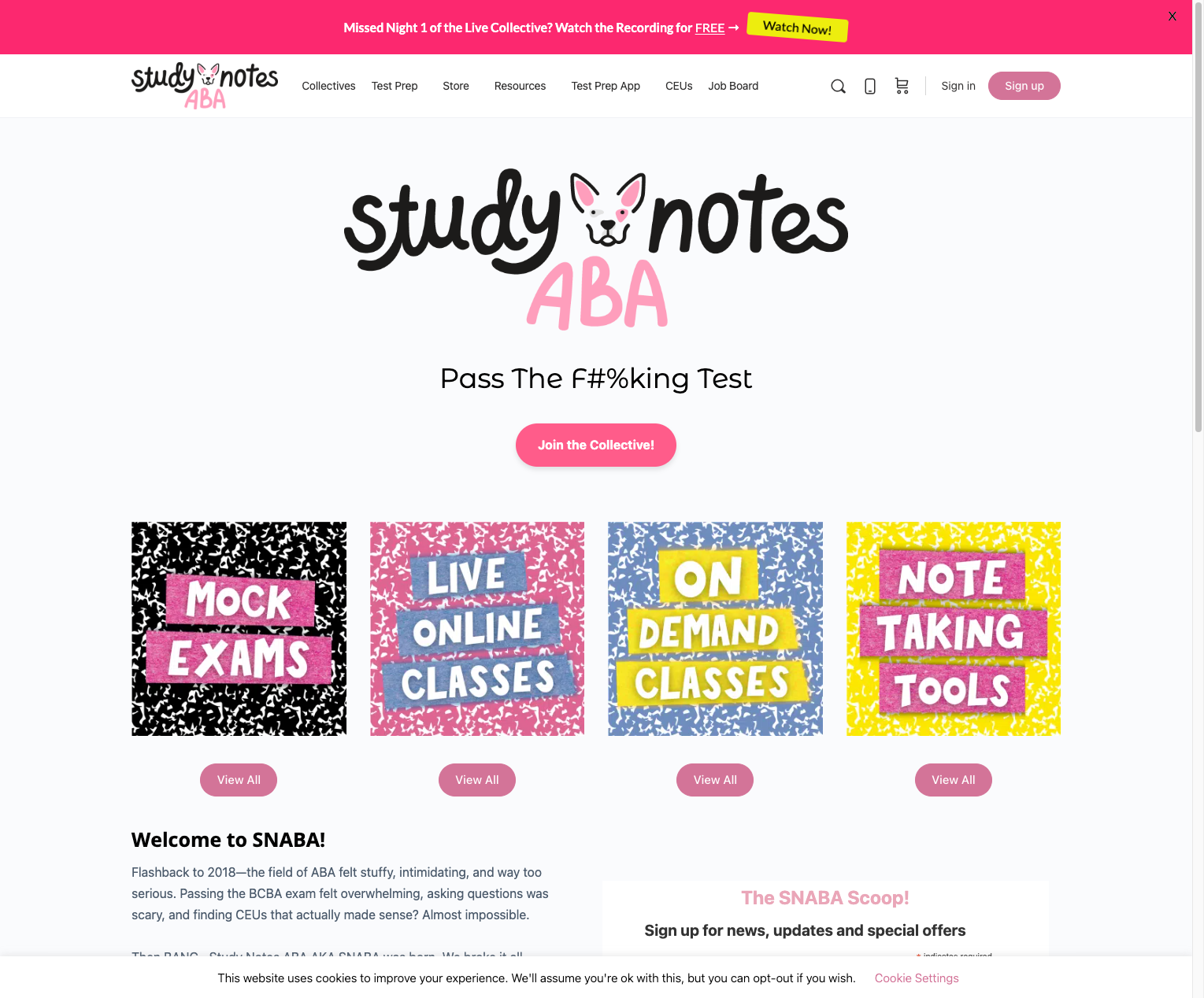 Study Notes ABA homepage - BCBA exam prep platform