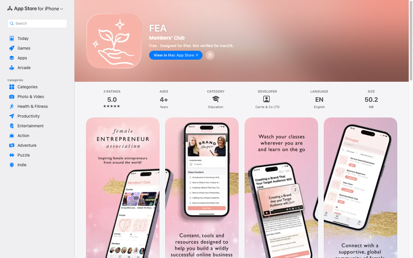 FEA Members' Club app on the Apple App Store - 5.0 rating