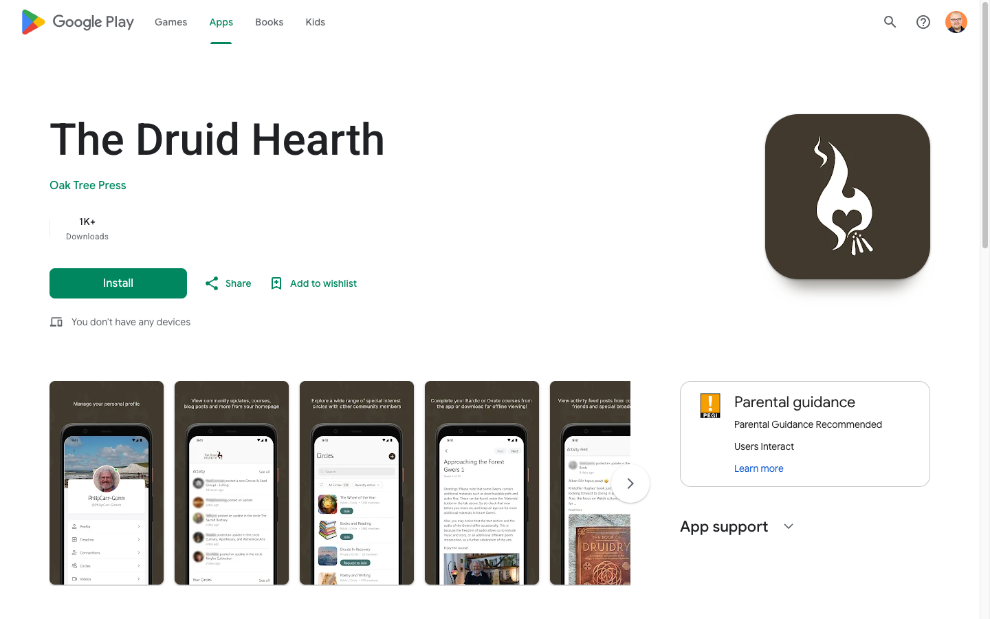 The Druid Hearth app on Google Play