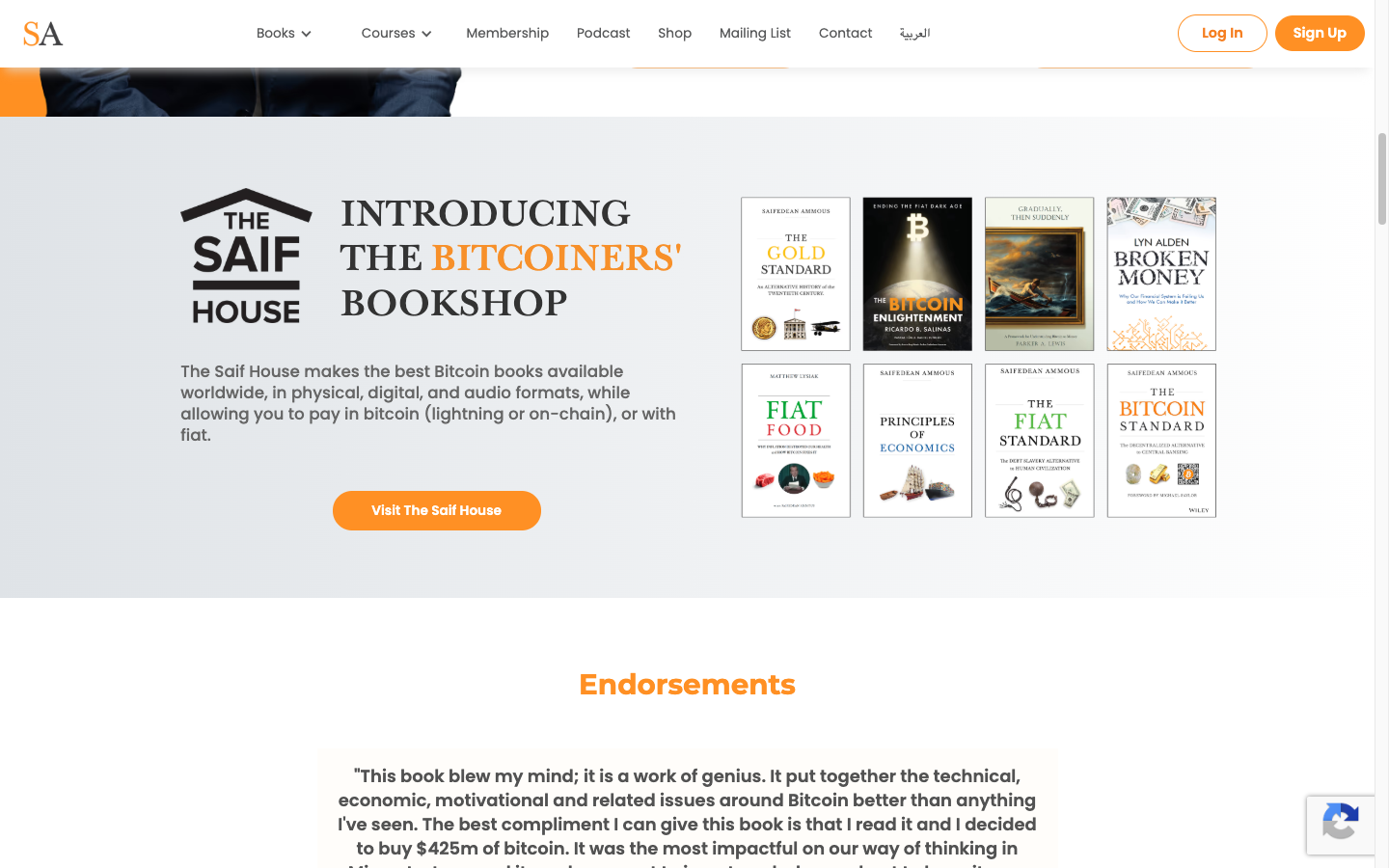 Saifedean Academy bookshop and course endorsements
