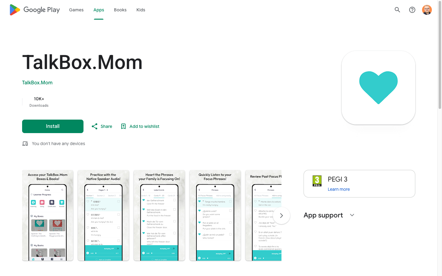 TalkBox.Mom app on Google Play