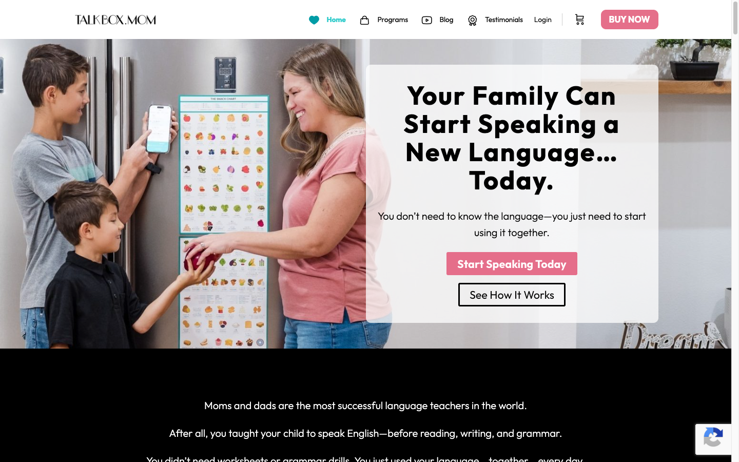 TalkBox.Mom homepage