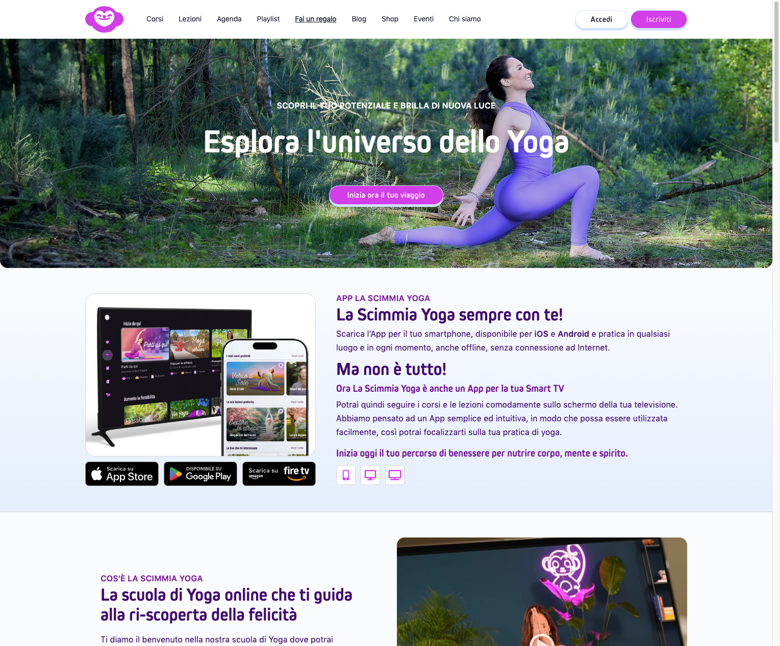 La Scimmia Yoga homepage - online yoga courses and community