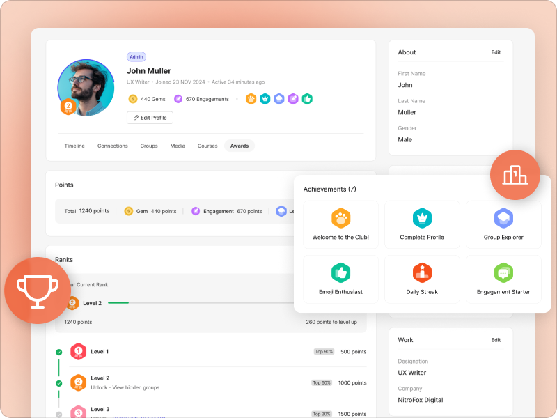 BuddyBoss gamification features