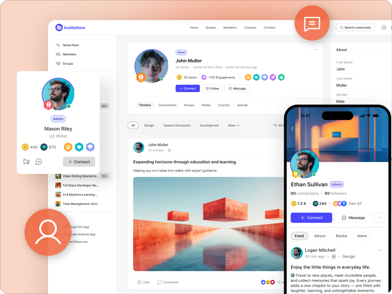BuddyBoss member profiles and management