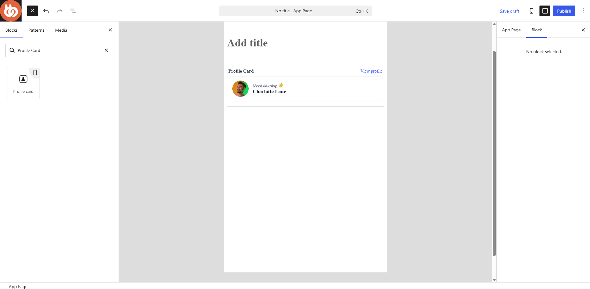 BuddyBoss App Profile Card Block