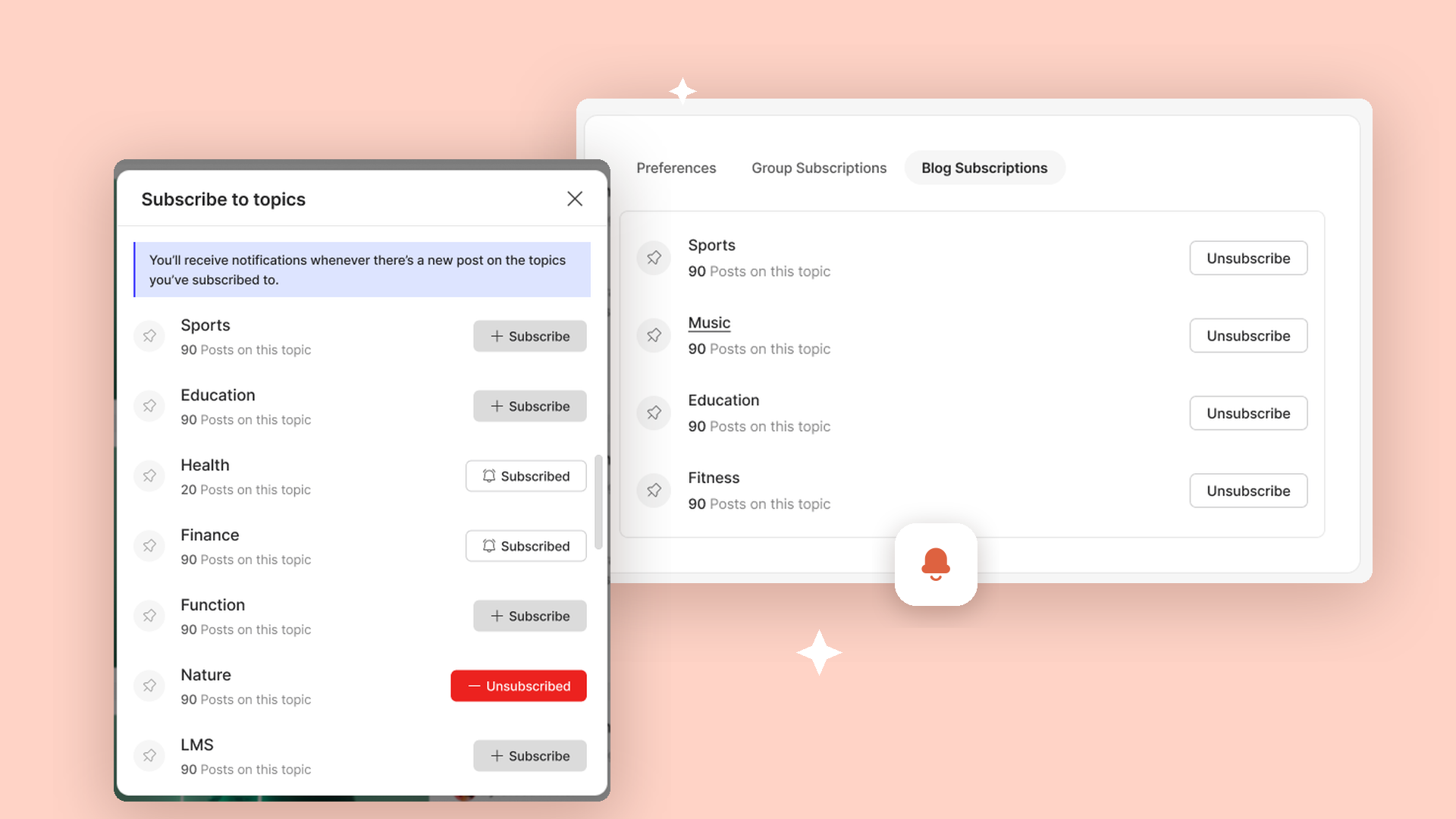 Subscribing to blog topics and managing those subscriptions from account notification settings