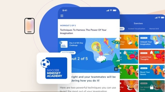 Soccer Mindset Academy mobile app screens