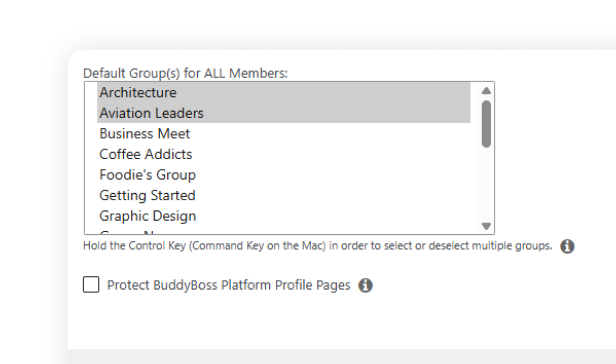 Platform Groups setting linking a membership plan to a community group