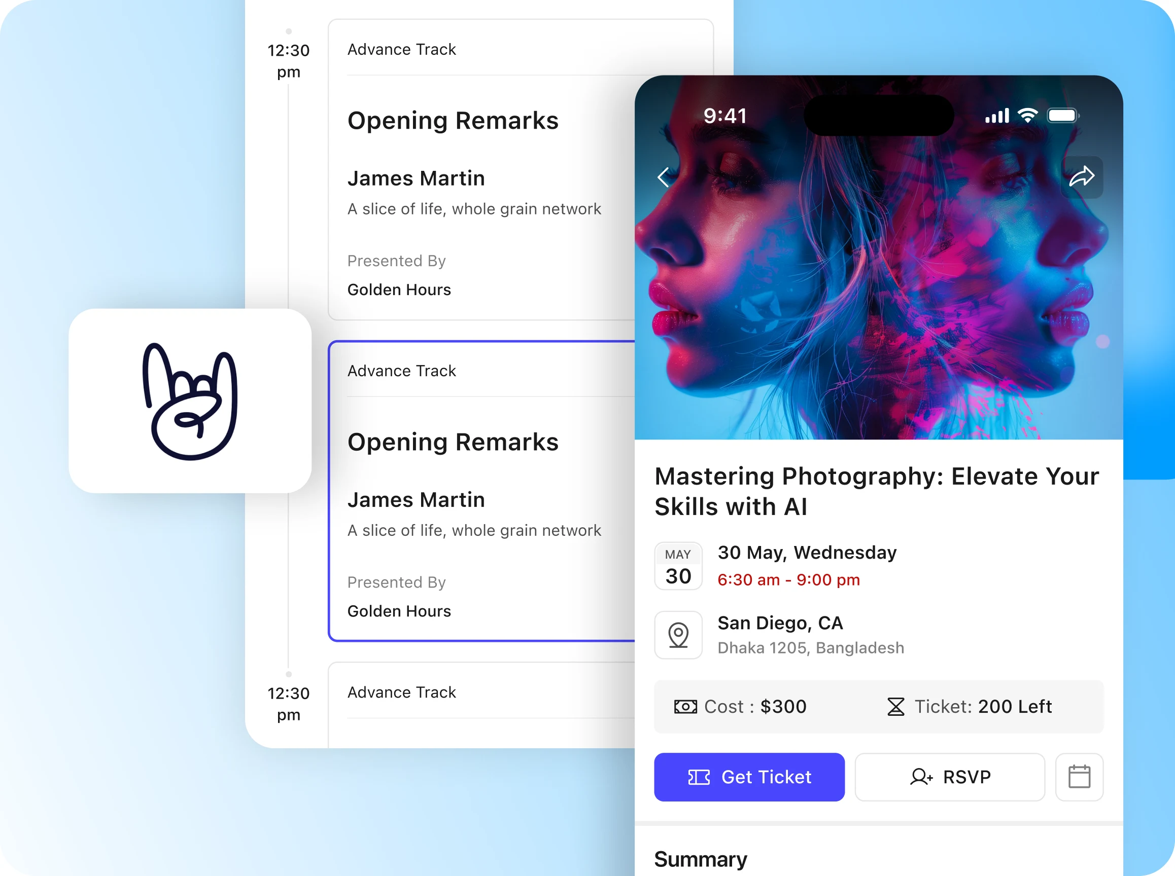 An event schedule and event detail view from Event Calendar Pro