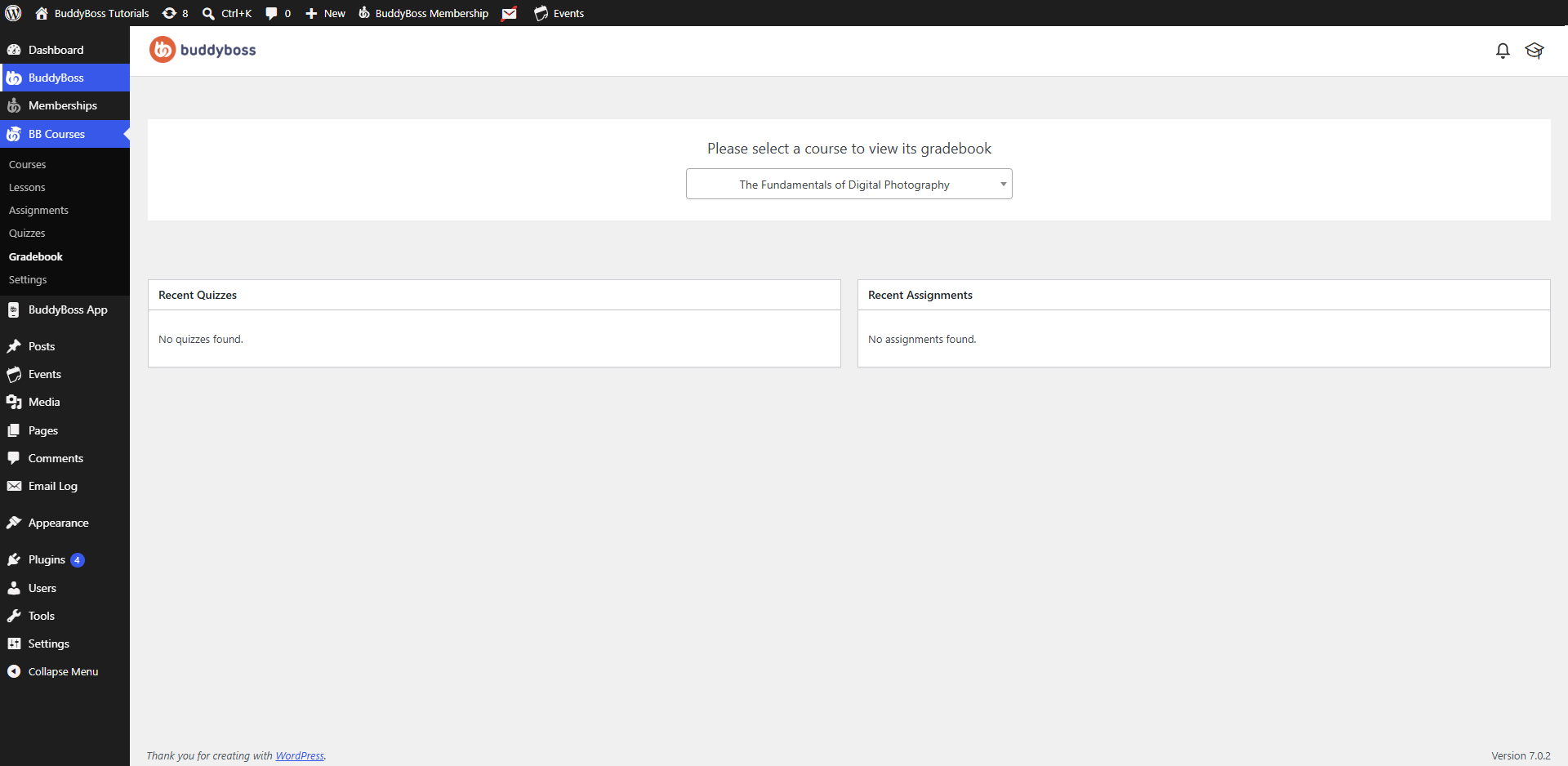 BuddyBoss Course Gradebook