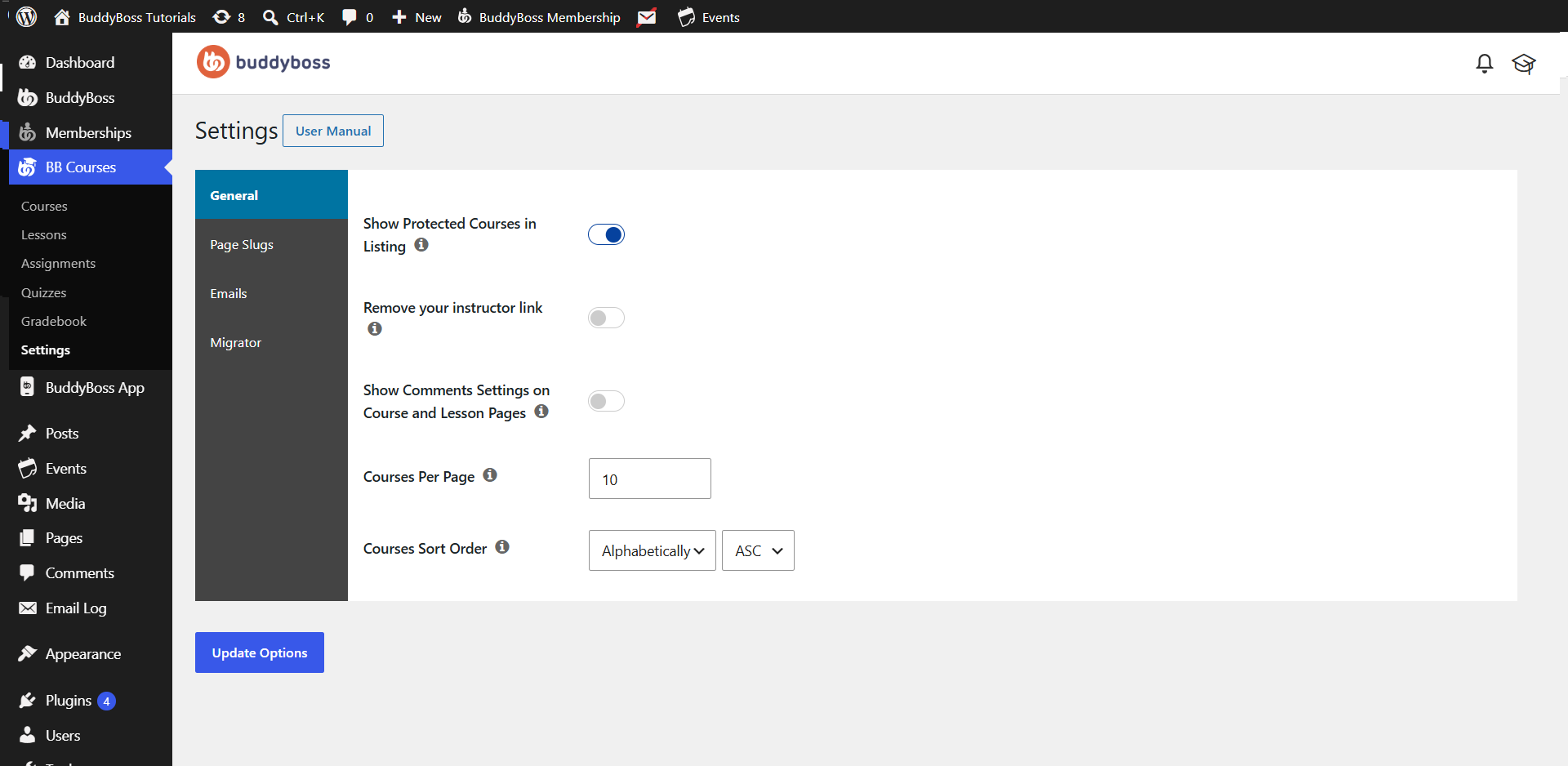 Configure BuddyBoss Courses Settings