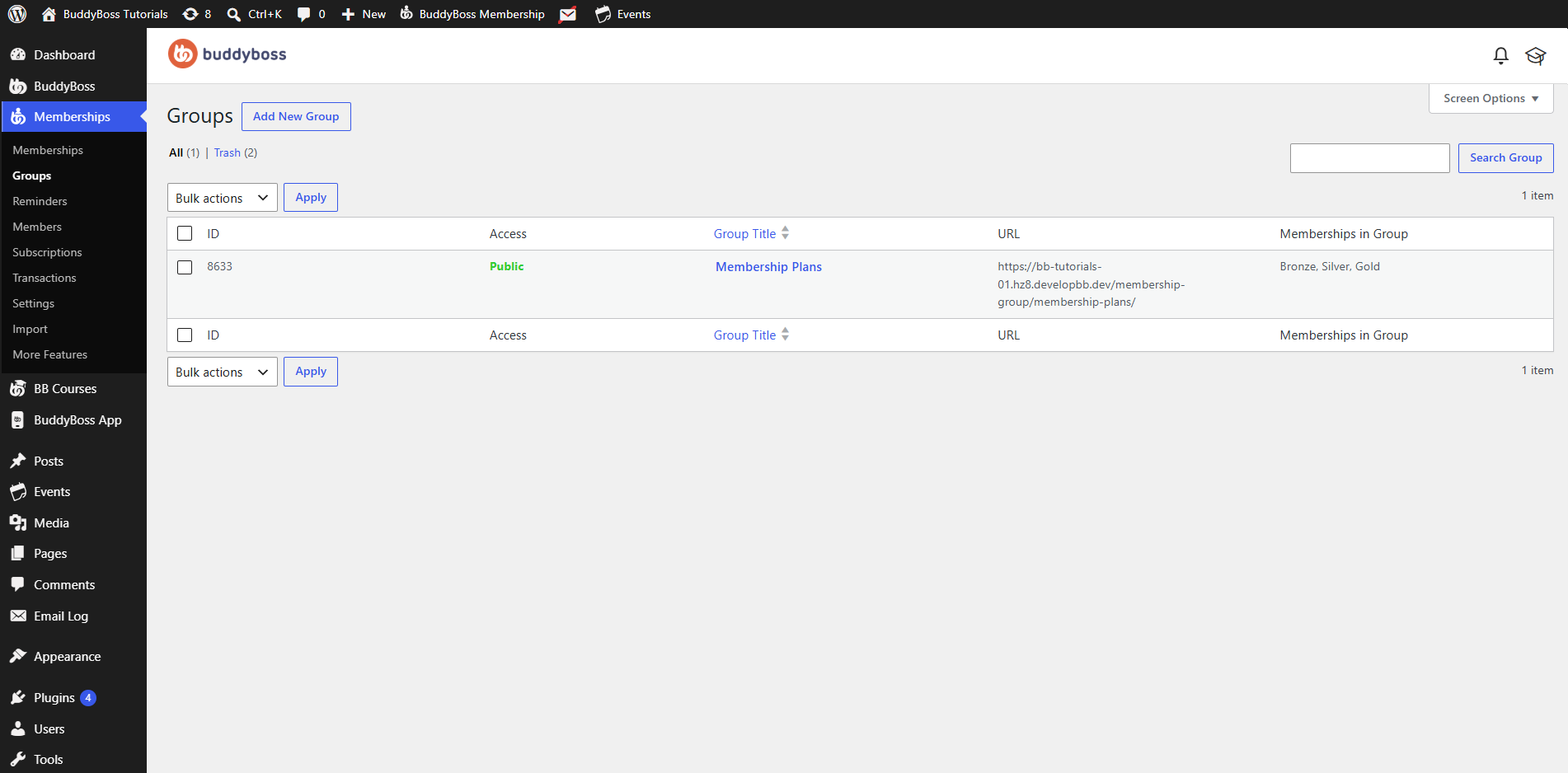 Create a BuddyBoss Membership Group
