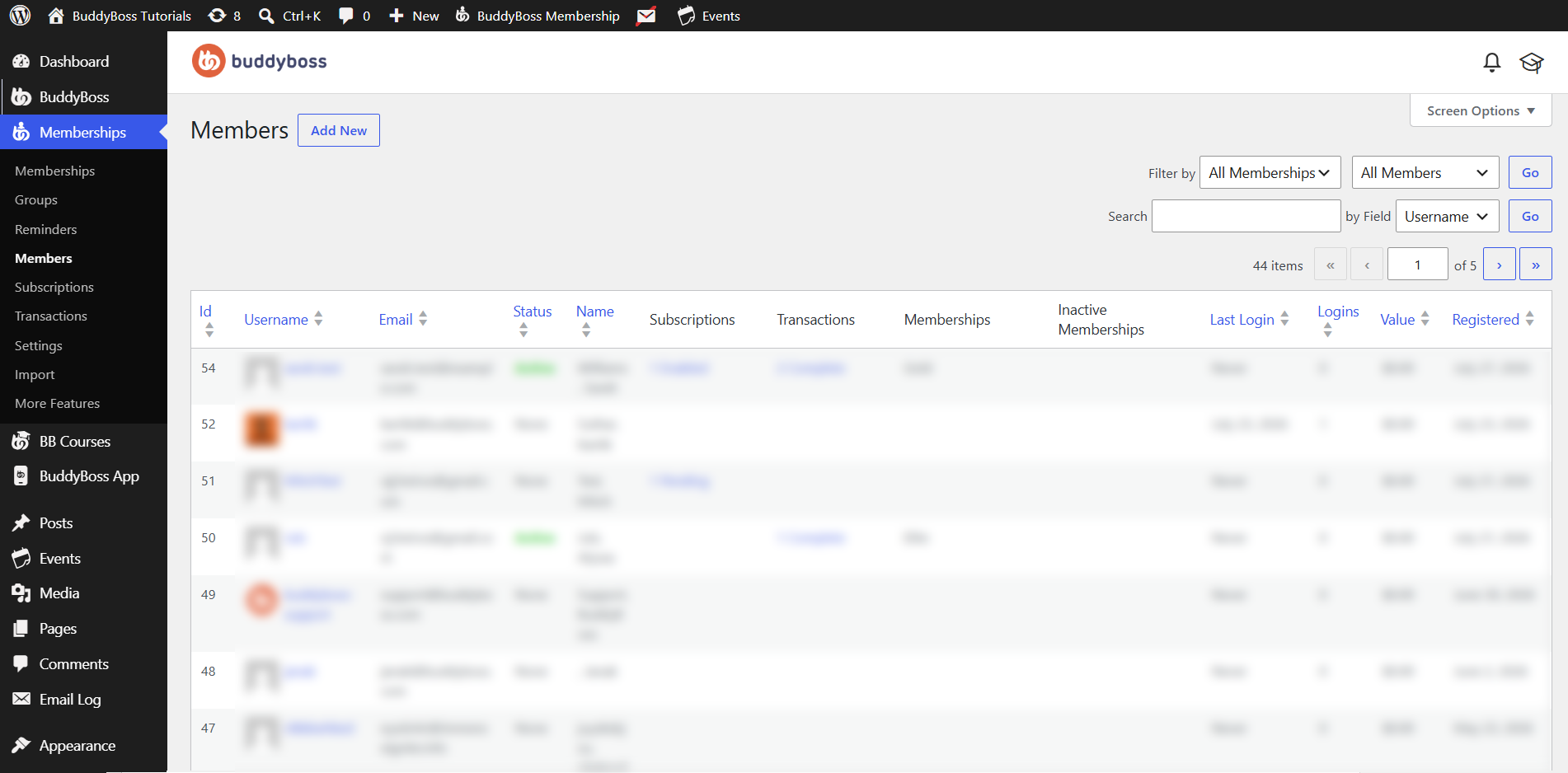 Manage BuddyBoss Membership Members