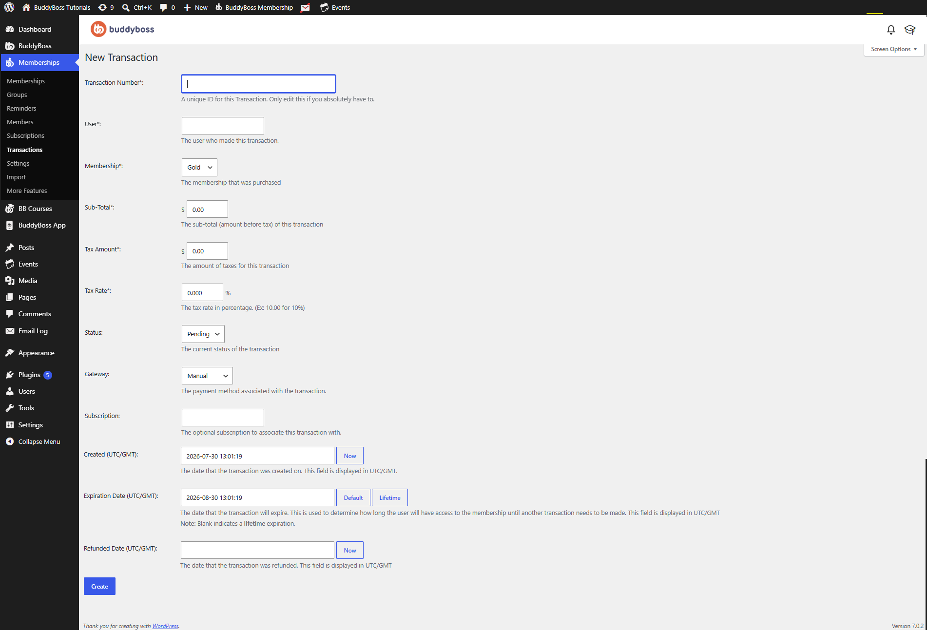 BuddyBoss Membership Transactions