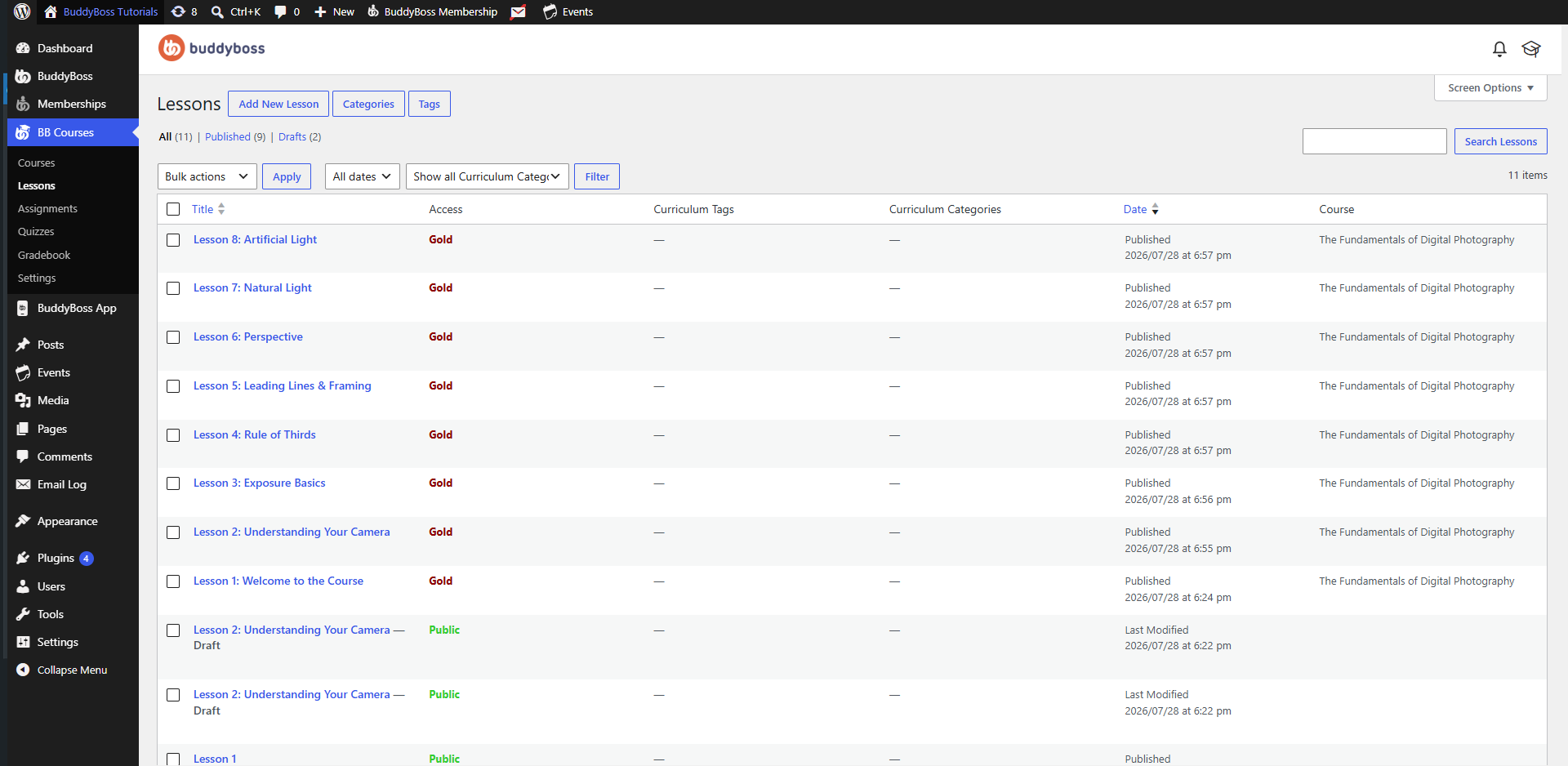 How to Manage BuddyBoss Course Lessons