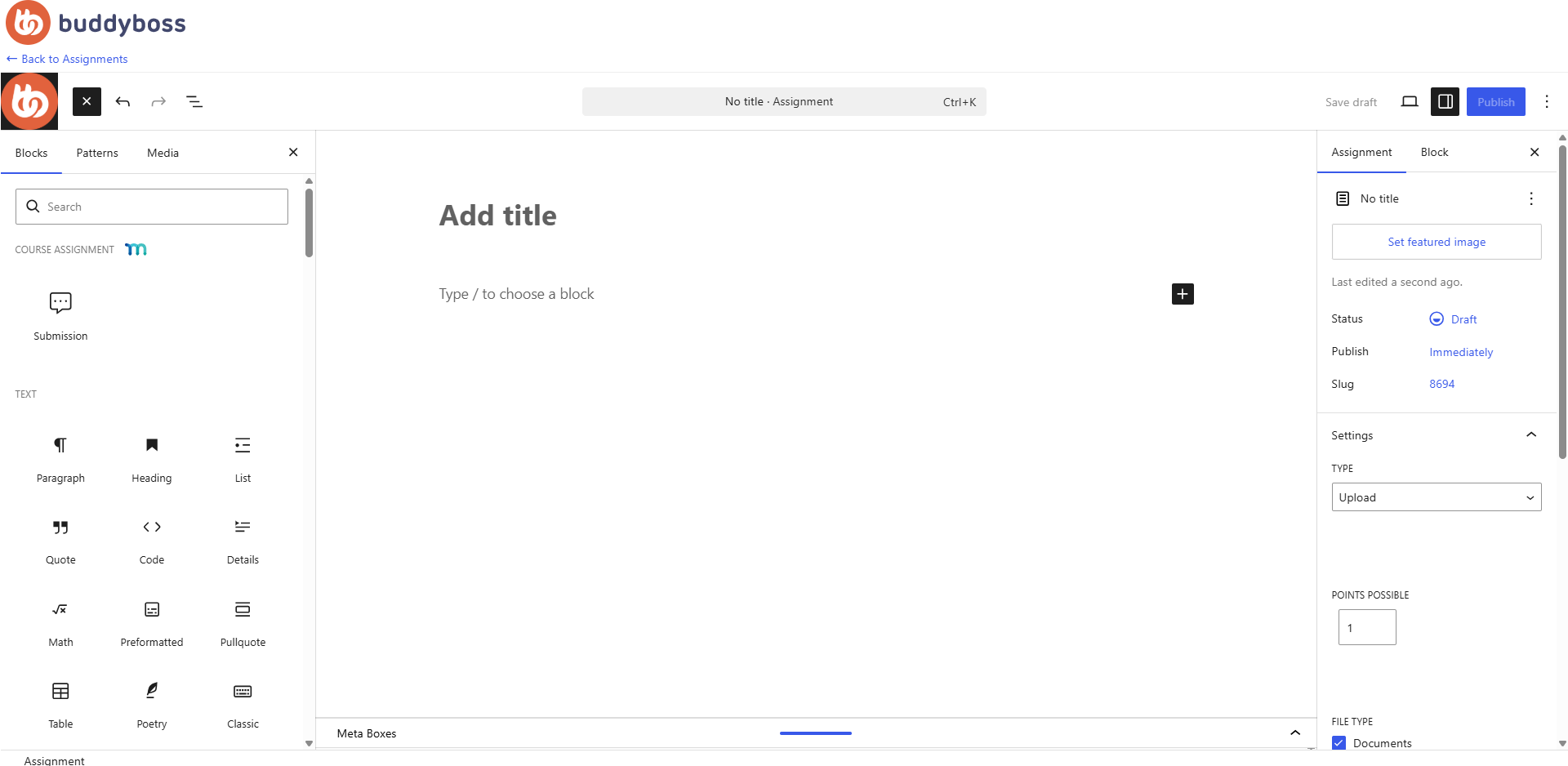 Configure BuddyBoss Course Assignments