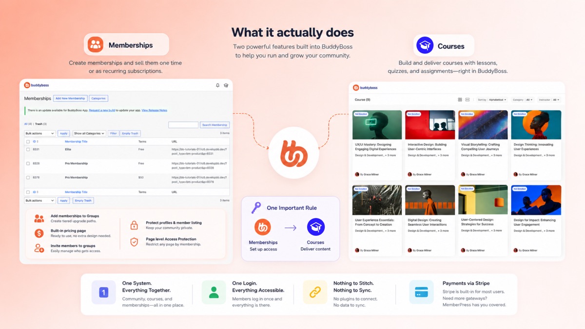 Creating a membership and a course inside BuddyBoss