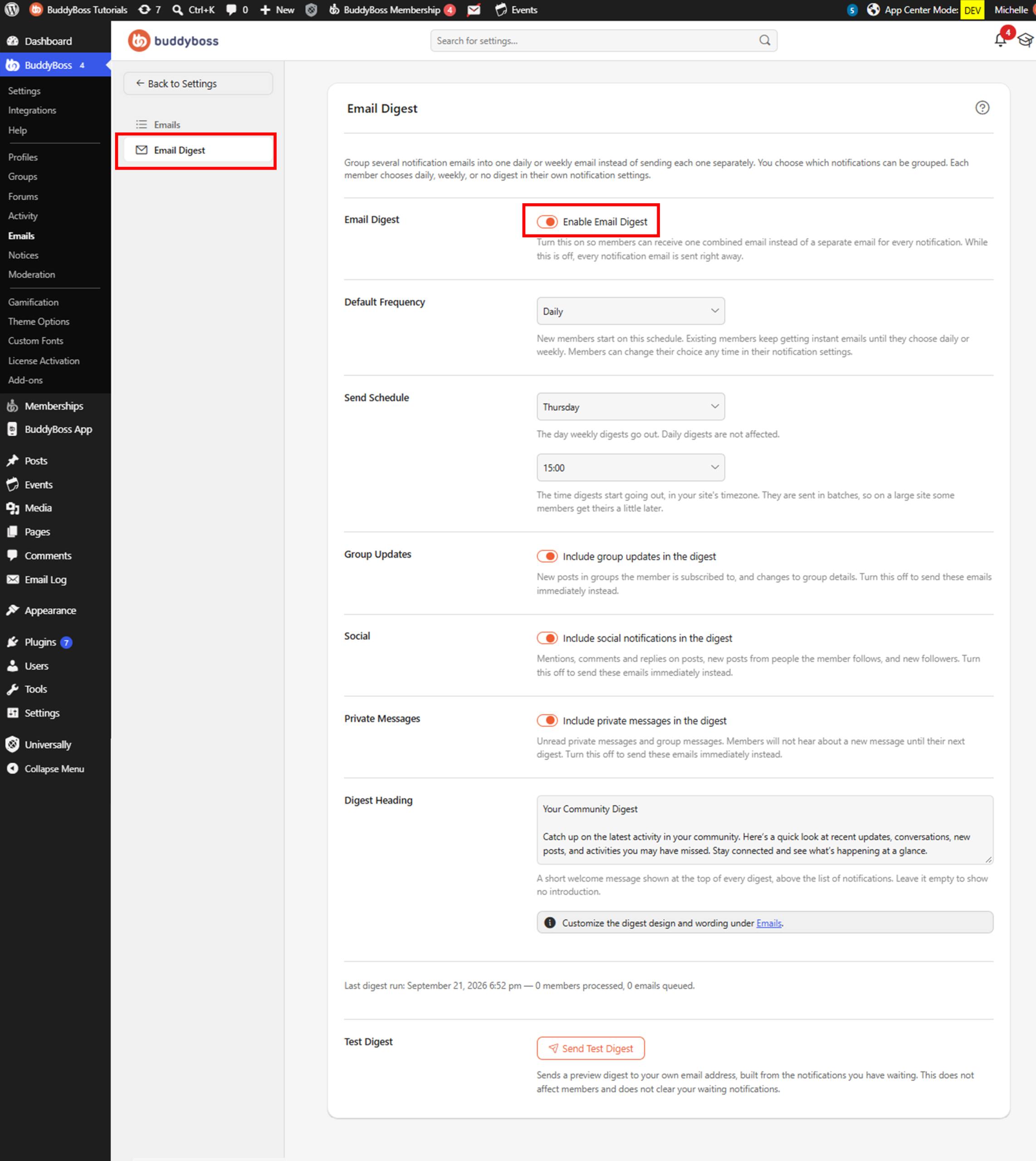 BuddyBoss Email Digest