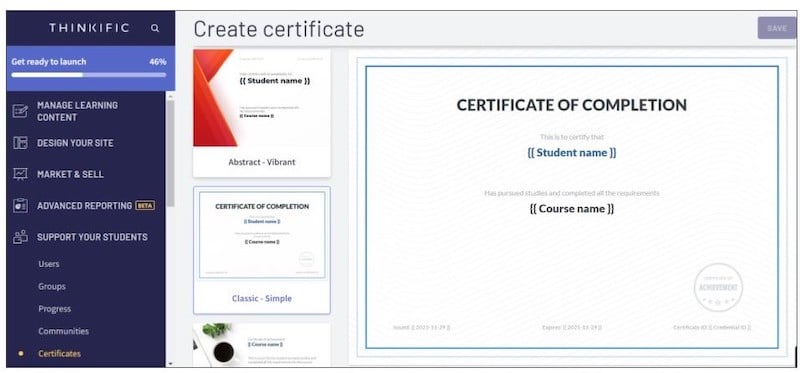 assessments and certificates