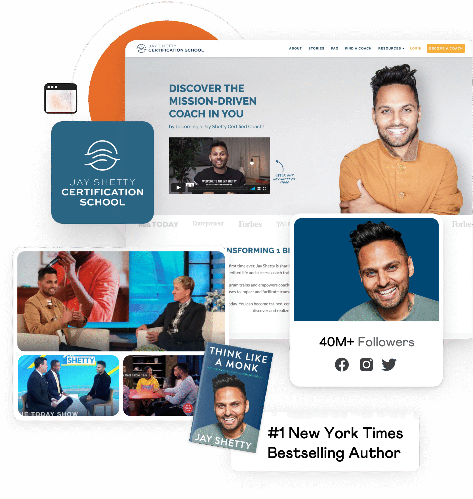 Jay Shetty Certification School website and social proof composite