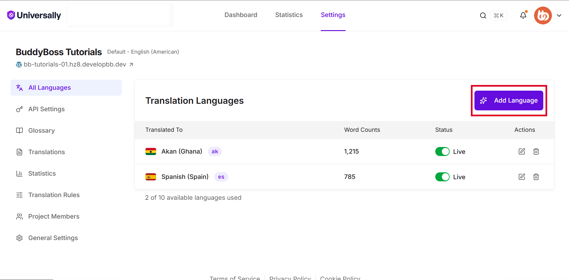 Universally Languages for BuddyBoss