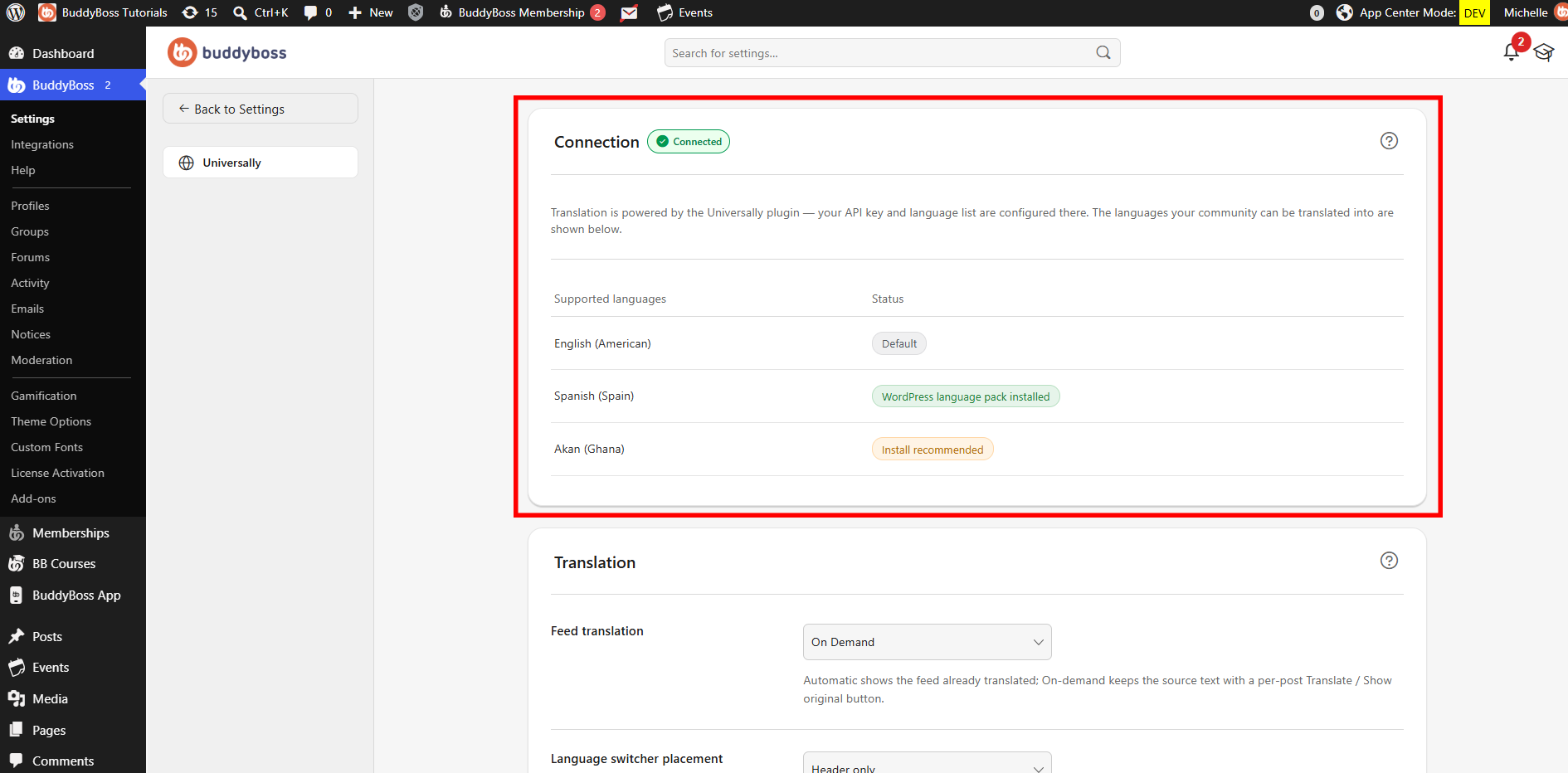 Install and Set Up Universally for BuddyBoss