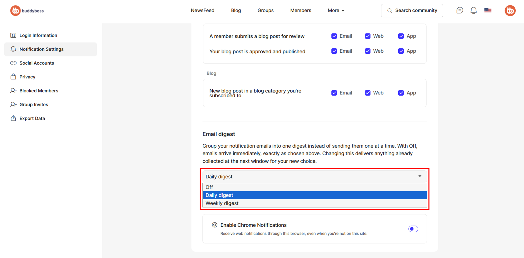 BuddyBoss Email Digest