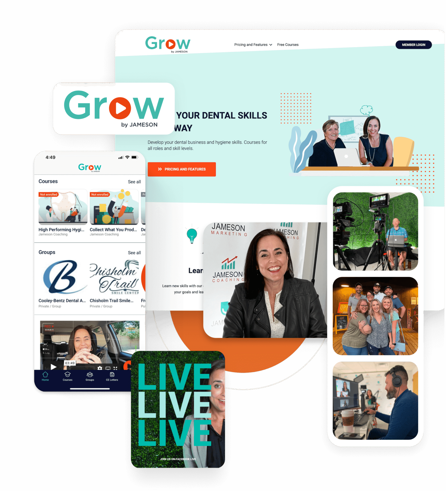 GROW by Jameson website and app screens