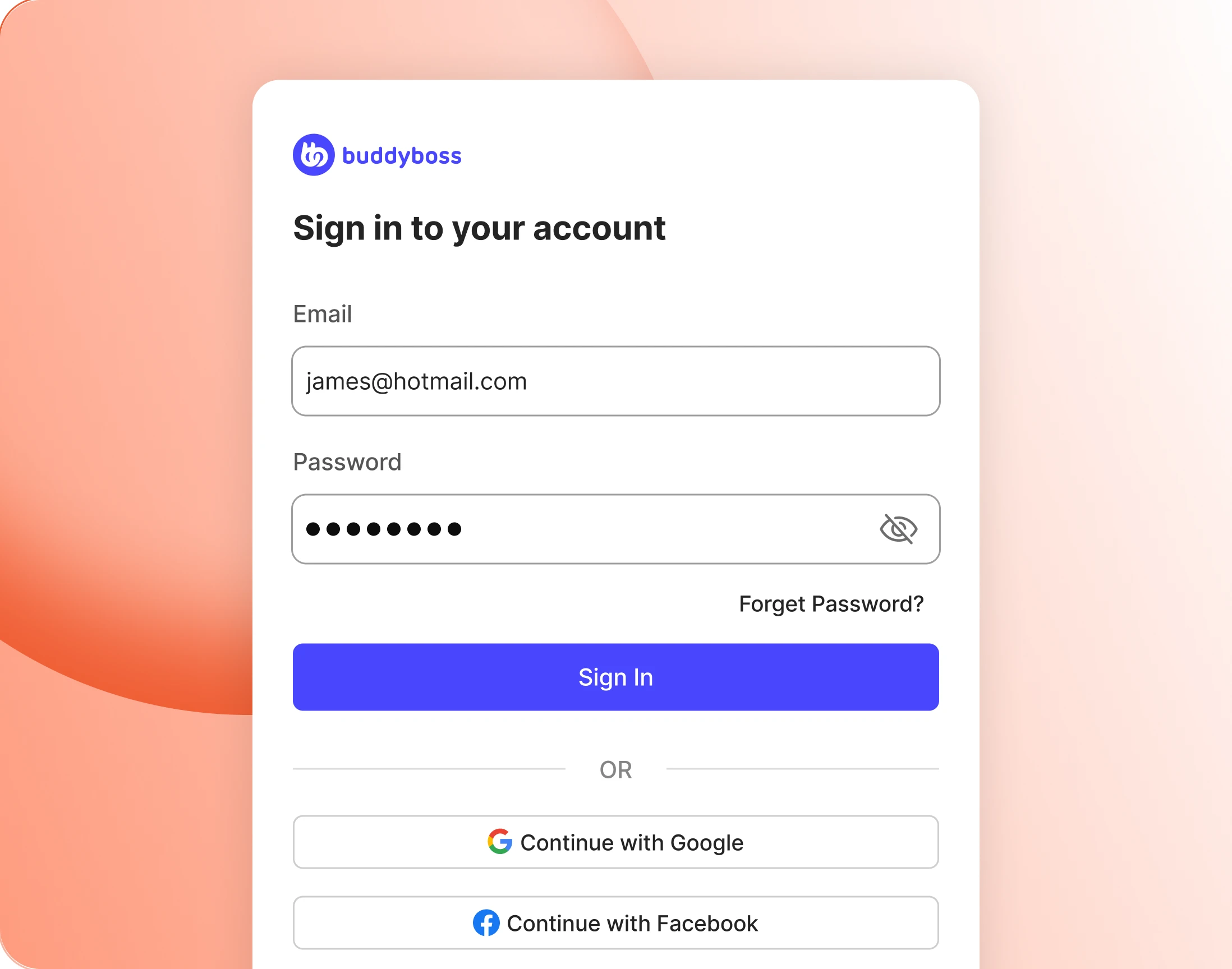 The Login and Registration panel with a custom logo and background image