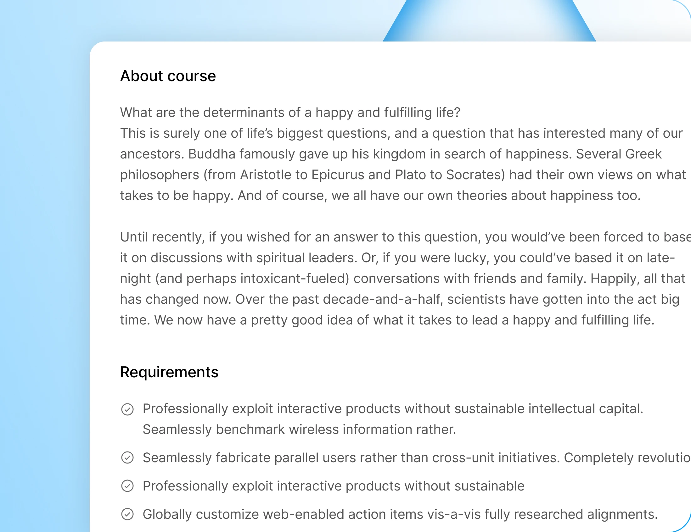 The About course description rendered in full