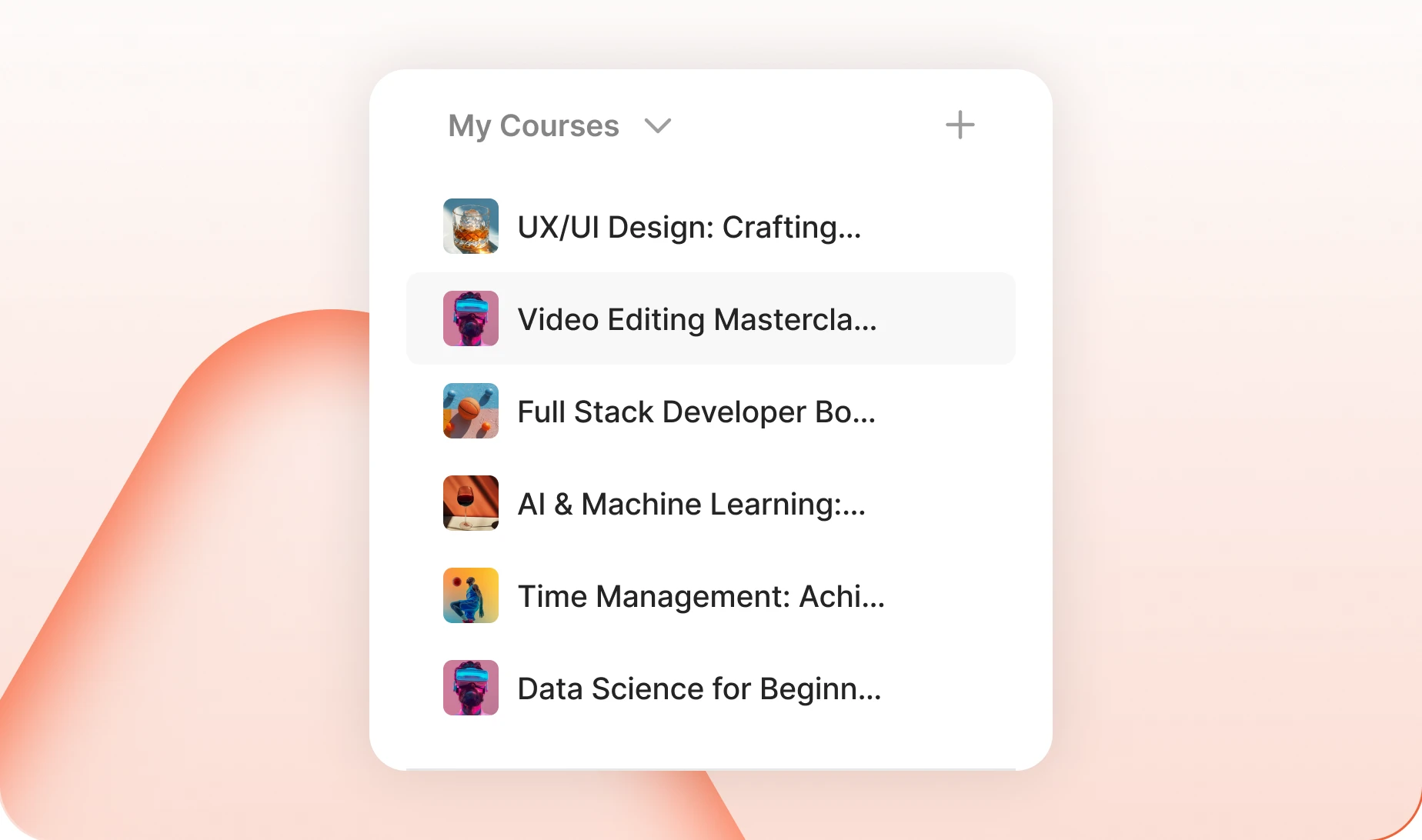 My Courses in the community sidebar beside News Feed and Groups