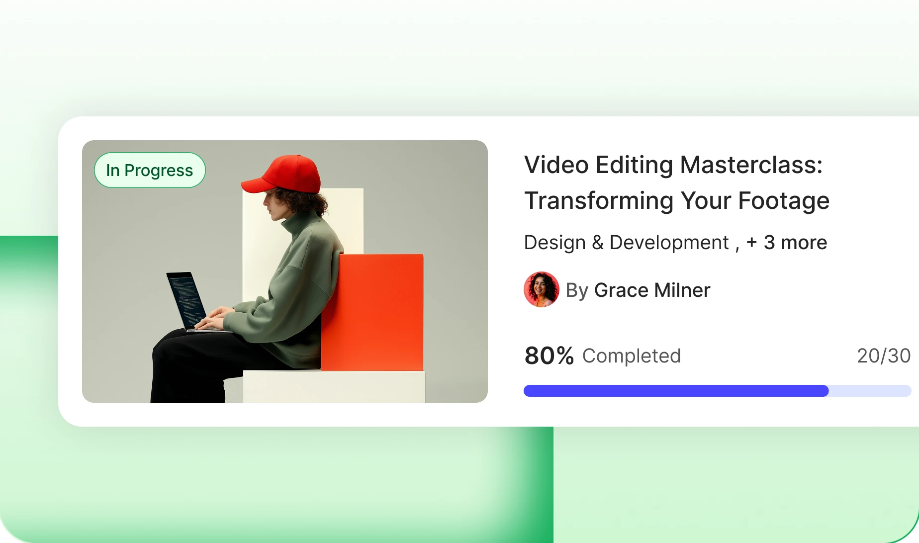 The course hero showing completion progress after enrolling
