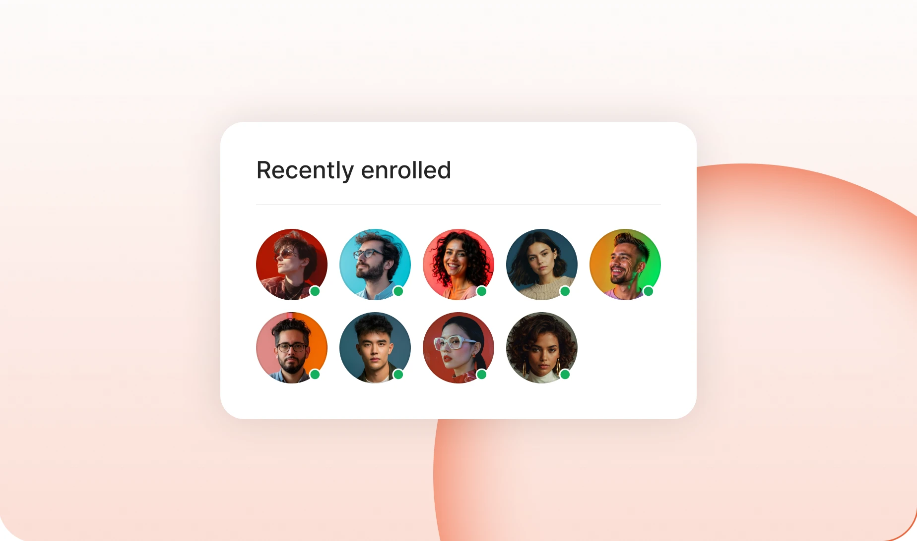 Recently enrolled members shown on a course