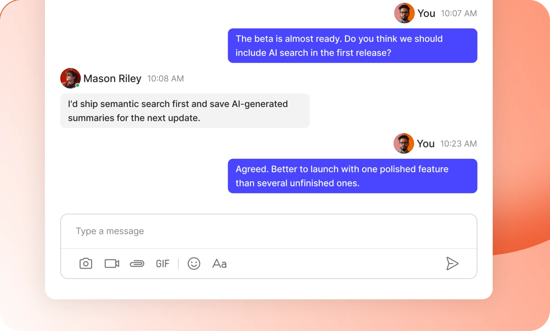 A private message thread with a composer underneath it