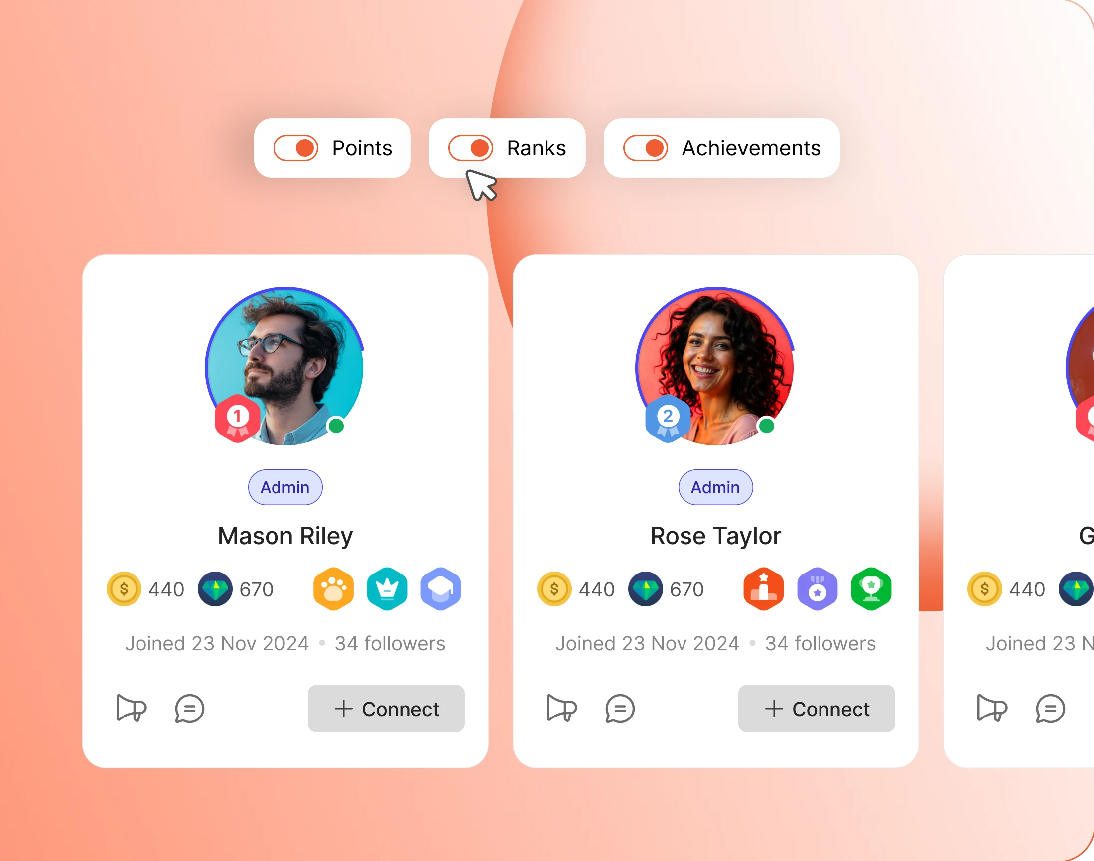 Display toggles for points ranks and achievements in two locations