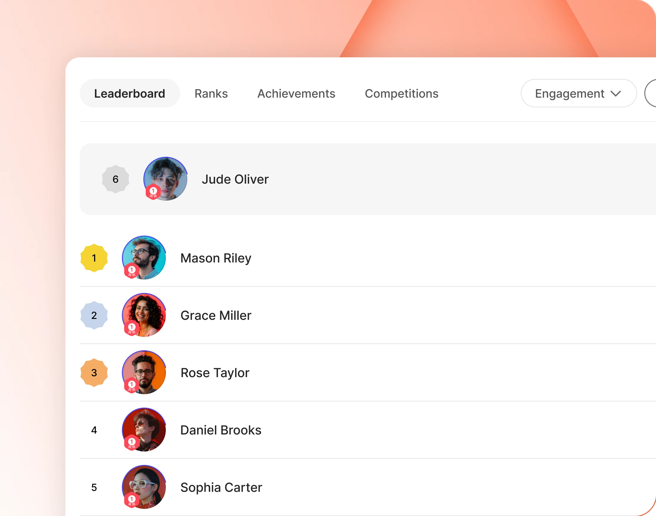 The Awards leaderboard ranked by point type with the member pinned