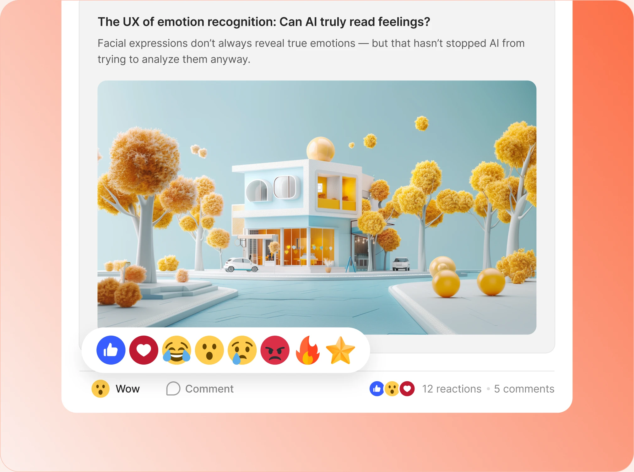 An activity post with a row of reaction emoji open above the Like button