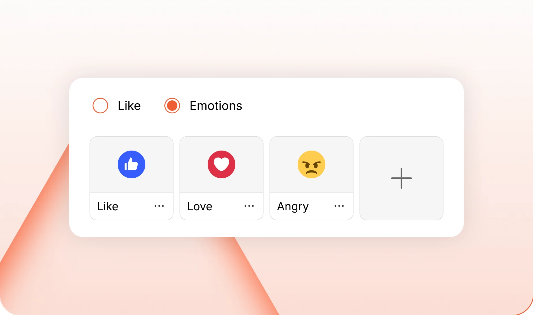 The reaction mode setting one Like or a set of emotions