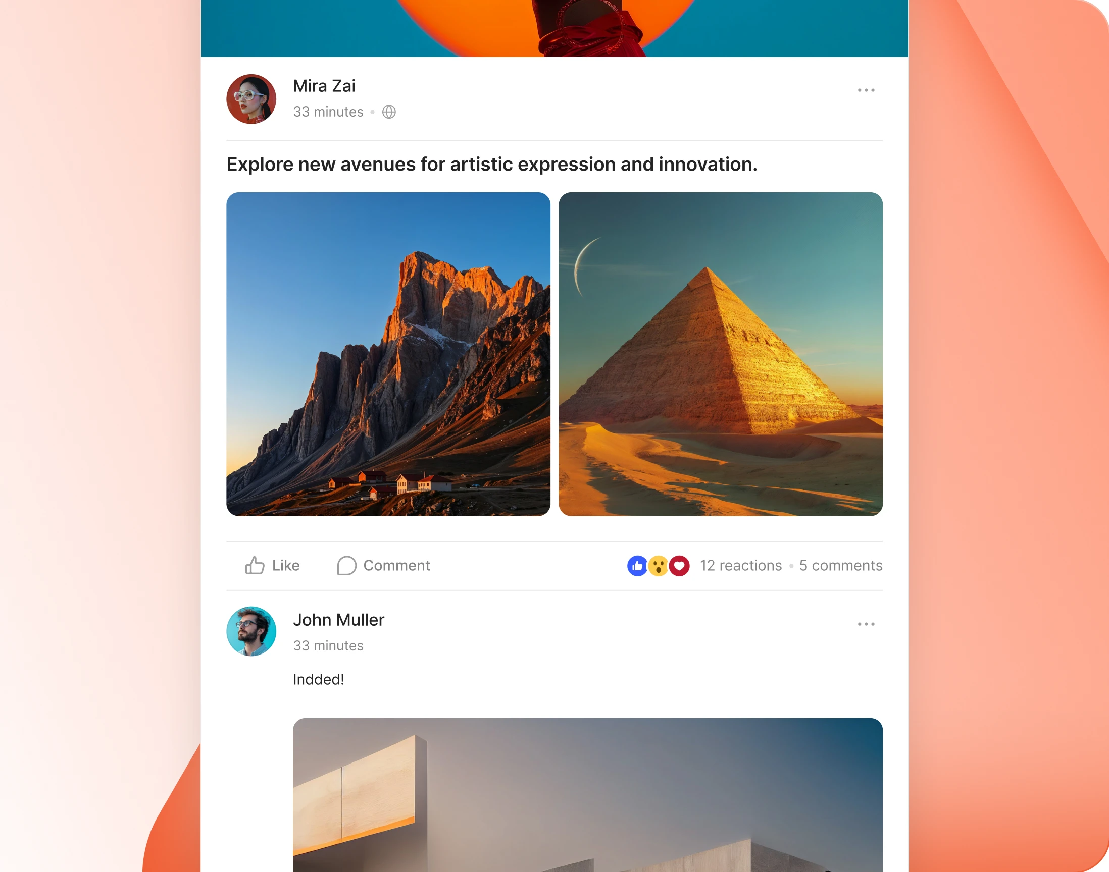 A multi photo activity post laid out as a smart gallery