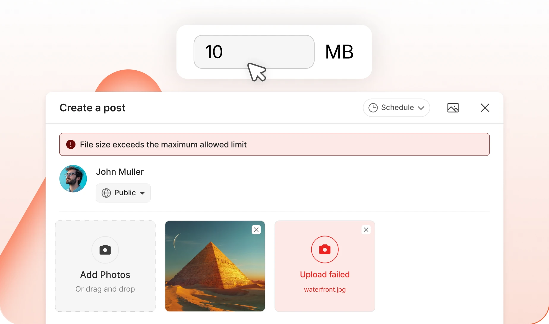 Max file size settings for photo video and document uploads